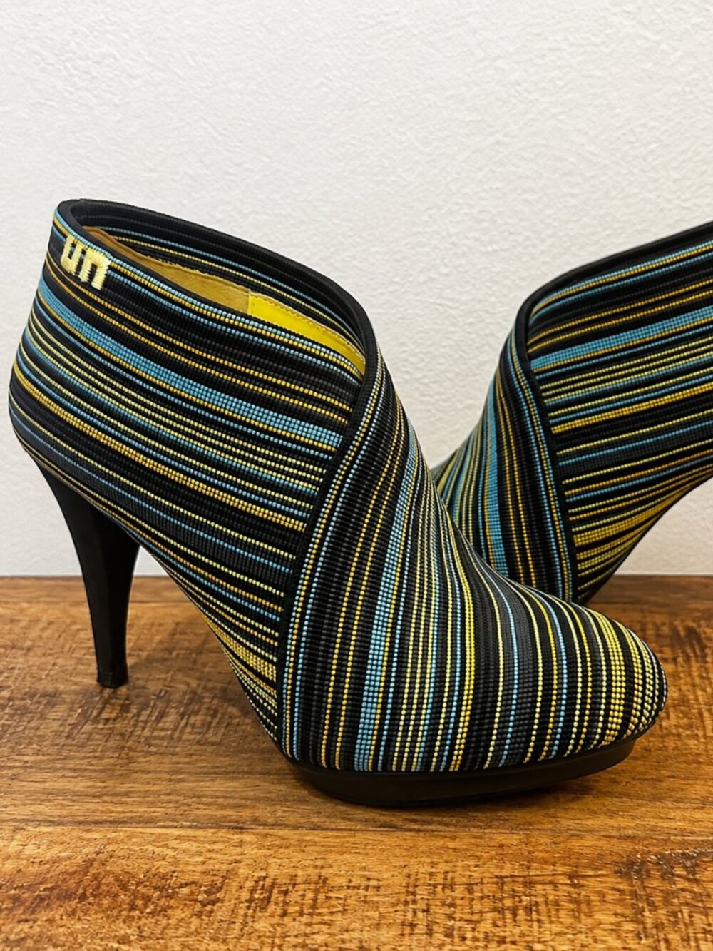 United Nude Fold Hi Striped 4" Heel Booties EU 39
